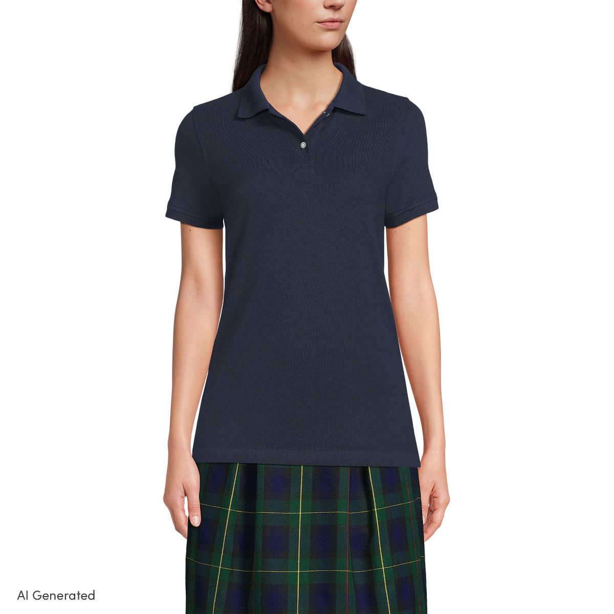 Lands' End School Uniform Young Women's Short Sleeve Mesh Polo Shirt - thumbnail 8