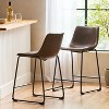 Okak 24/30" Vintage Style Counter Height Barstool Set of 2, Upholstered Bar Stools with Backrest & Footrest, PU Counter Stools for Home, Pub - 3 of 4