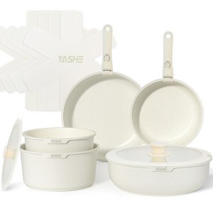 YASHE 13-Piece Nonstick Granite Cookware Set with Detachable Handles – PFAS & PFOA-Free, Easy to Clean, Eco-Friendly Kitchen & RV Pots and Pans - 1 of 4