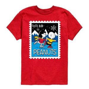 Boys' - Peanuts - Lucy Charlie Winter Stamp Short Sleeve Graphic T-Shirt - 1 of 4
