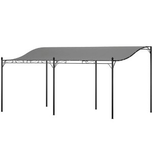 Resenkos Outdoor Garden Gazebo, Sunshade Gazebo Canopy,10' x 16' Wall-Mounted Outdoor Pergola Canopy, Metal Patio Canopy with Drainage Holes, Dark - 1 of 4