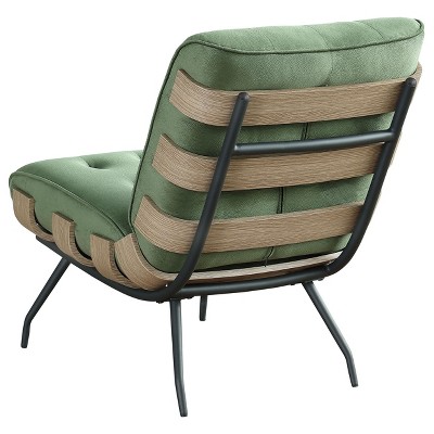 Mid Century Modern Green Velvet Metal Accent Chair