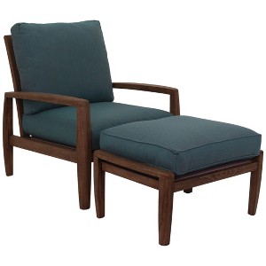Courtyard Casual Avalon FSC Teak 2 pc Club Chair and Ottoman Set - 1 of 4