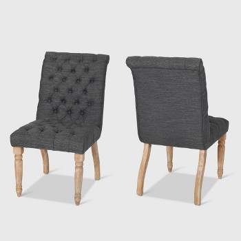 Set of 2 Fieldmaple Tufted Dining Chairs Charcoal - Christopher Knight Home