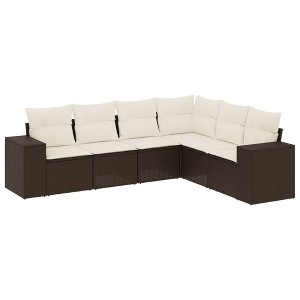 vidaXL Garden Sofa Set Brown, Cream White - 1 of 4