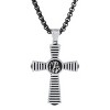 Steeltime 24" Men's two tone stainless steel St. Benedict cross pendant. Color Options: Silver, Gold - 2 of 4