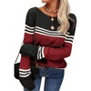 Imily Bela Women's Spring and Autumn Fashion Sweater, Color-Block Lightweight Striped Round Neck Trendy Pullover for Winter - 4 of 4
