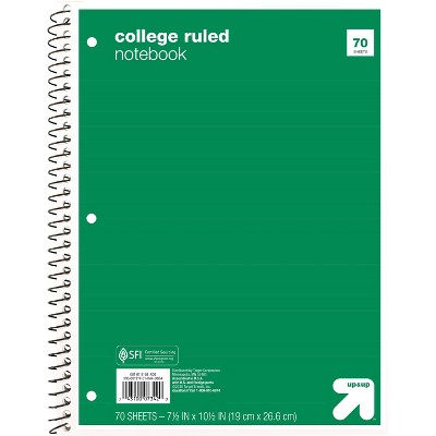 College Ruled 1 Subject Flexible Paperboard Cover Spiral Notebook - up&up™