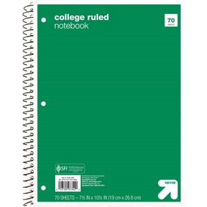 College Ruled 1 Subject Flexible Paperboard Cover Spiral Notebook - up&up™ - 1 of 1