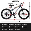 SEVOBAL Bicycles 24 Inch Fat Tire Mountain Bike Full Shimano 7 Speed Dual Disc Brakes Front Suspension, Gray, 67"*25"*40" - 2 of 4