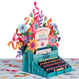 Paper Love Pop Up Birthday Card, 3D Typewriter, For Adults and Kids - 5"x7" Cover - Includes Envelope and Note Tag - 1 of 4