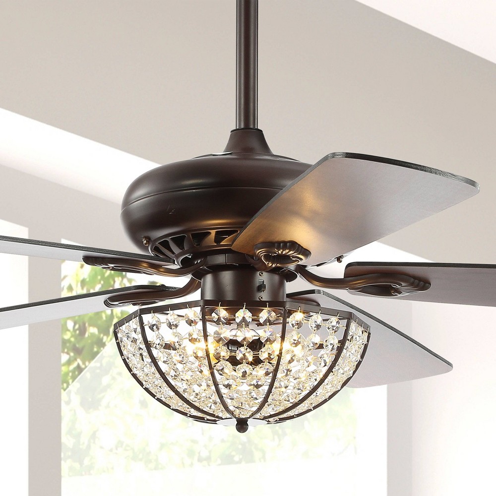 Photos - Fan 52" LED Bronze Crystal Ceiling  with Remote Oil Rubbed Bronze - Jonatha