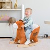Qaba Kids Ride On Rocking Horse, Plush Animal Toy Sturdy Wooden Rocker with Songs for Boys or Girls - 3 of 4