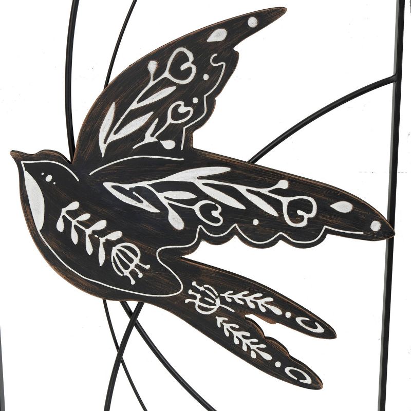 Set of 3 Metal Bird Open Frame Wire Wall Decors with White Floral Patterns Black - Olivia &#38; May, 5 of 10
