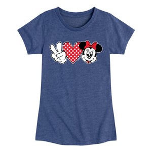 Girls' - Disney - Peace Love Minnie Fitted Short Sleeve Graphic T-Shirt - 1 of 4