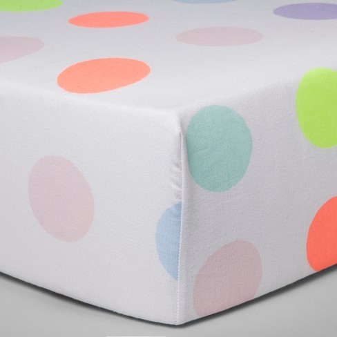 Fitted Crib Sheet Dots Cloud Island White Neon Target