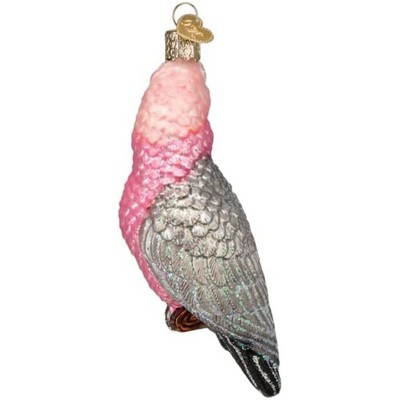 Pink and Gray Glass Rose-Breasted Cockatoo Tree Topper