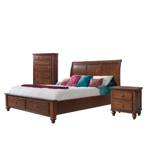 3pc Channing King Storage Bedroom Set Cherry - Picket House Furnishings