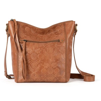 The Sak Women's Ashland Leather Crossbody, Tobacco Floral Emboss : Target