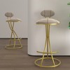 Velvet Upholstered Striped Barstools with S-Shaped Frame and Metal Base for Kitchen, Living Room or Bar (Set of 2) - 3 of 4