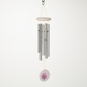 Woodstock Chimes Flower Wind Chime Pink Mum 22" - 1 of 4