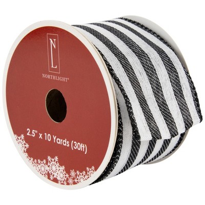 Northlight Black and White Gingham Wired Craft Ribbon 2.5 x 10 Yards