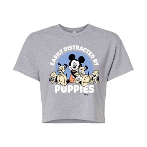 Women's - Disney Classics - Easily Distracted By Puppies Cropped Graphic T-Shirt - 1 of 4