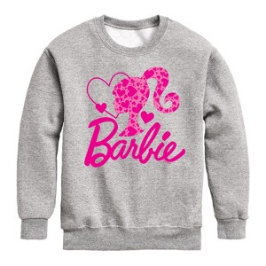 Boys' - Barbie - Barbie Logo Hearts Graphic Long Sleeve Fleece Sweatshirt - 1 of 4