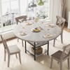 47.2 Inch Round Dining Table for 4 – Thick Wooden Top, Metal Roman Column Legs, 3-Tier Storage Shelf - 2 of 4