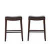 30.5"H Polyurethane Leather Saddle Stool with Curved Seat and Rubberwood Legs for Dining Area - 2 of 4
