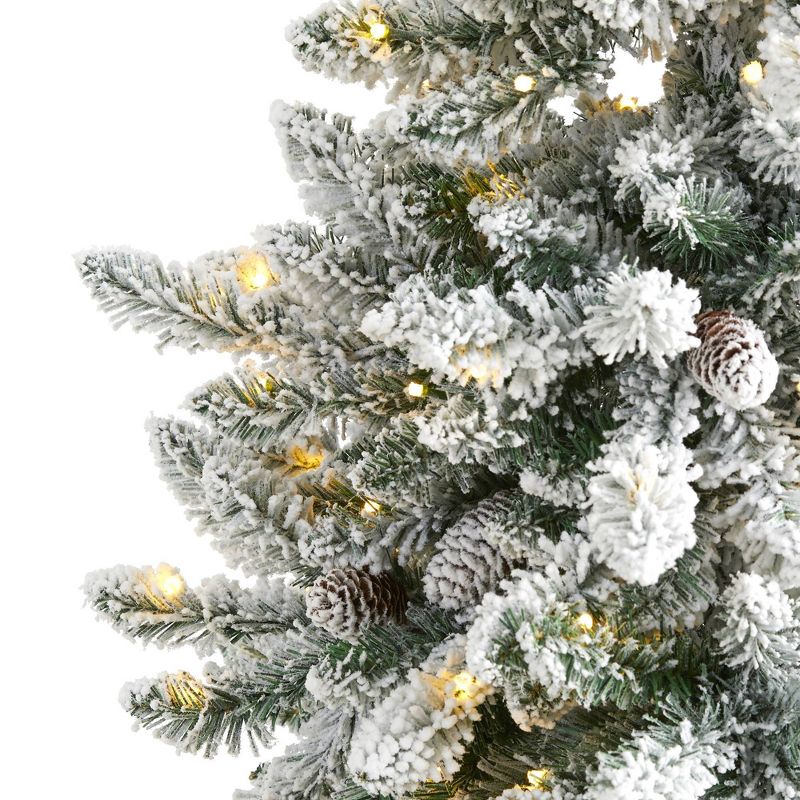 5ft Nearly Natural Pre-Lit LED Flocked Livingston Fir with Pinecones Artificial Christmas Tree Clear Lights, 4 of 12