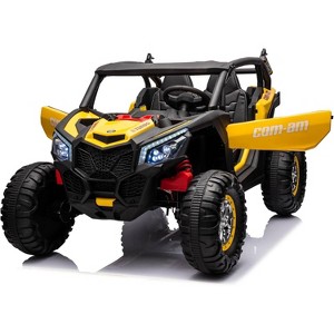 24V 2-Seater Kids UTV, 4WD Ride On Car w/Remote, 4×75W Motors, Leather Seats, Suspension, Music & LED Lights - 1 of 4