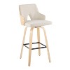 Set of 2 Stella Barstools Natural/Cream/Black: Fixed-Height, Wood Frame & Footrest - LumiSource - 2 of 4