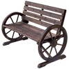 Outsunny Wooden Wagon Wheel Bench Rustic Outdoor Patio Furniture, 2-Person Seat Bench with Backrest - 4 of 4