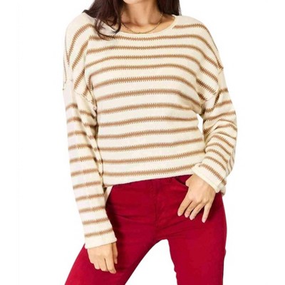Women's Chic Striped Boat Neck Sweater - Double Take