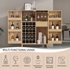 42.5" Modern Home Bar Cabinet Carved Wine Cabinet with Separate Storage Rack and Glass Holder, Freestanding Liquor Cabinet - 3 of 4