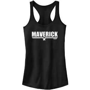 Juniors Womens Top Gun White Maverick Name With Logo Racerback Tank Top - 1 of 4