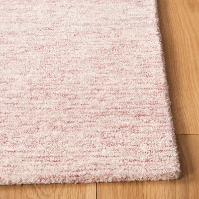 Pink and Ivory Round Hand-Tufted Wool Rug