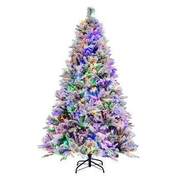 SHareconn 6ft Premium Prelit Artificial Hinged Slim Pencil Christmas Tree  with Remote Control, 240 Warm White & Multi-Color Lights, Full Branch Tips,  First Choice Decorations for X-mas, 6 FT, Green 