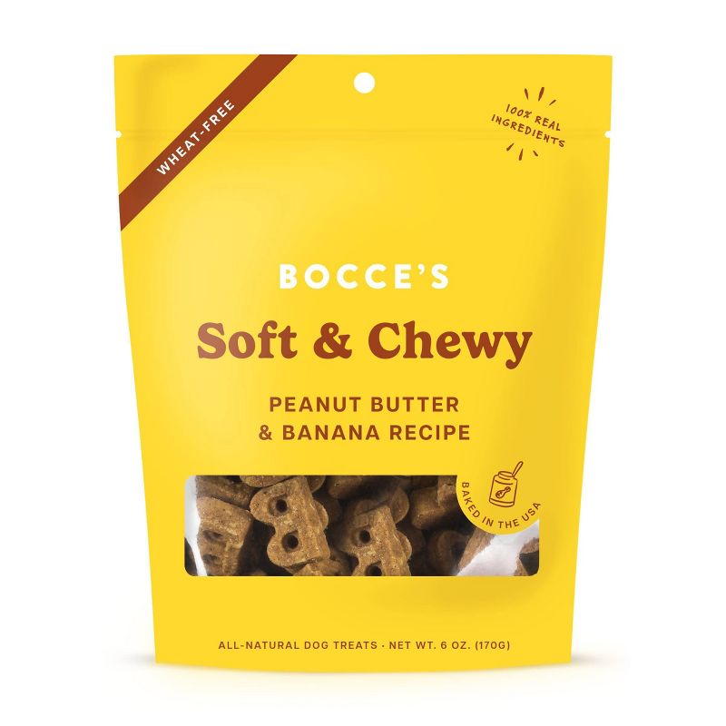 Bocce&#39;s Bakery Peanut Butter and Banana Basic Soft and Chewy Dog Treats - 6oz, 1 of 5