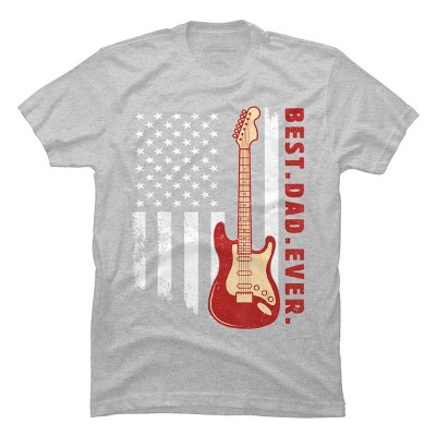Men's Design By Humans Best Dad Ever Guitar and Flag By MINHMINH T-Shirt