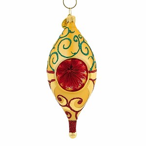 Morawski 5.0 Inch Christmas Reflections In Gold Reflector Glitter Accents Tree Ornaments - 1 of 4