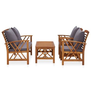 vidaXL Garden Lounge Set Dark grey, Natural wood Solid acacia wood Medium - 1 of 4