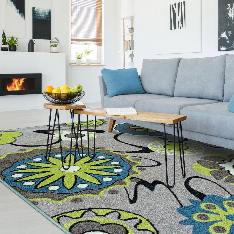 Bright Geometric Ornamental Colorful Floral Contemporary High-Traffic Durable Long-Lasting Ultra-Soft Indoor Area Rug by Blue Nile Mills, 2 of 6