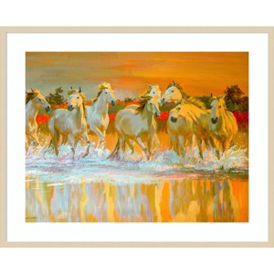 41" x 33" Camargue Horses Splash by William Ireland: Giclee Print, Acrylic Glaze - Amanti Art - 1 of 4