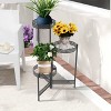 Artloge 3/4 Tier Heavy Duty Iron Plant Stand Folding Flower Pot Display Holder Vintage Corner Metal Rack with Round Tray for Home Indoor Outdoor Decor - 2 of 4