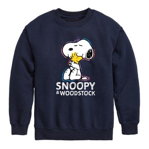 Boys' - Peanuts - Snoopy And Woodstock Graphic Long Sleeve Fleece Sweatshirt - 1 of 4