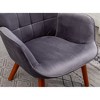 Silky Velvet Contemporary Accent Chair with Diamond Button Tufting and Ottoman - 4 of 4
