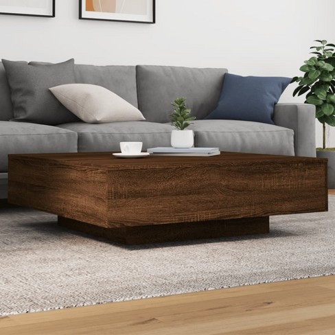 Vidaxl Coffee Table With Led Lights Brown Oak 39.4 In.x39.4 In.x12.2 In ...