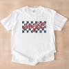 Simply Sage Market Checkered America Retro Garment Dyed Tee - M - White - 2 of 4